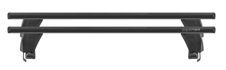 two oval menabo roof bars presented on a white background