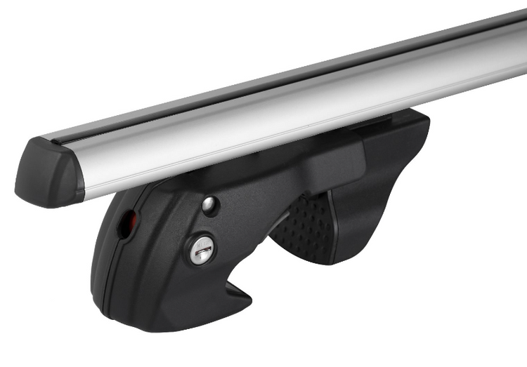 thin grey roof bar on black clamps