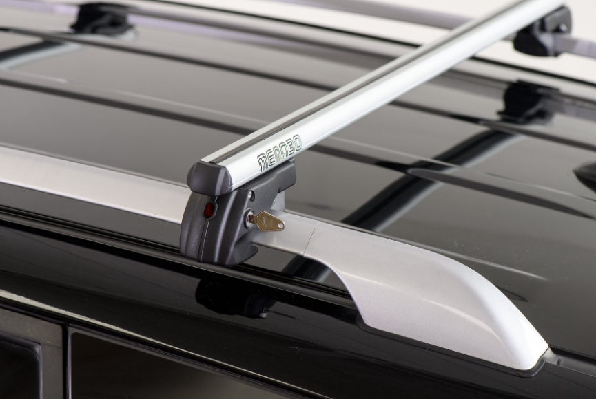 gray menabo roof bar mounted on original vehicle bars