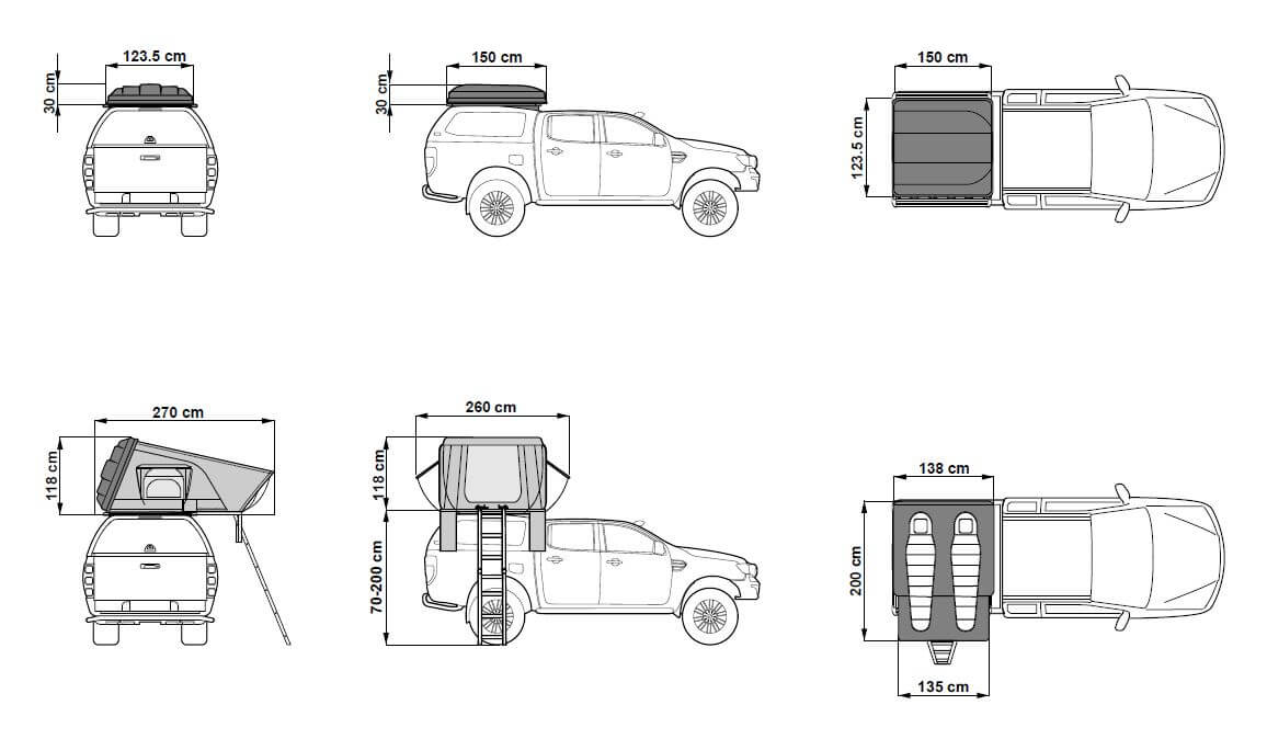 Dimensiones de tienda de techo ARB Esperance 