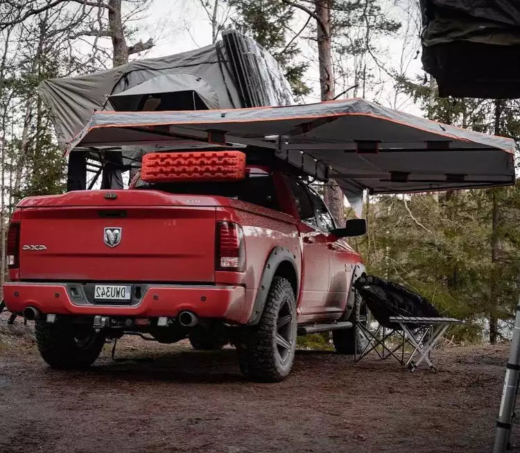 Dodge Ram in bivouac and camping mode