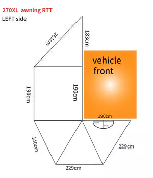Diagram of the dimensions of a Campboss circular Awning