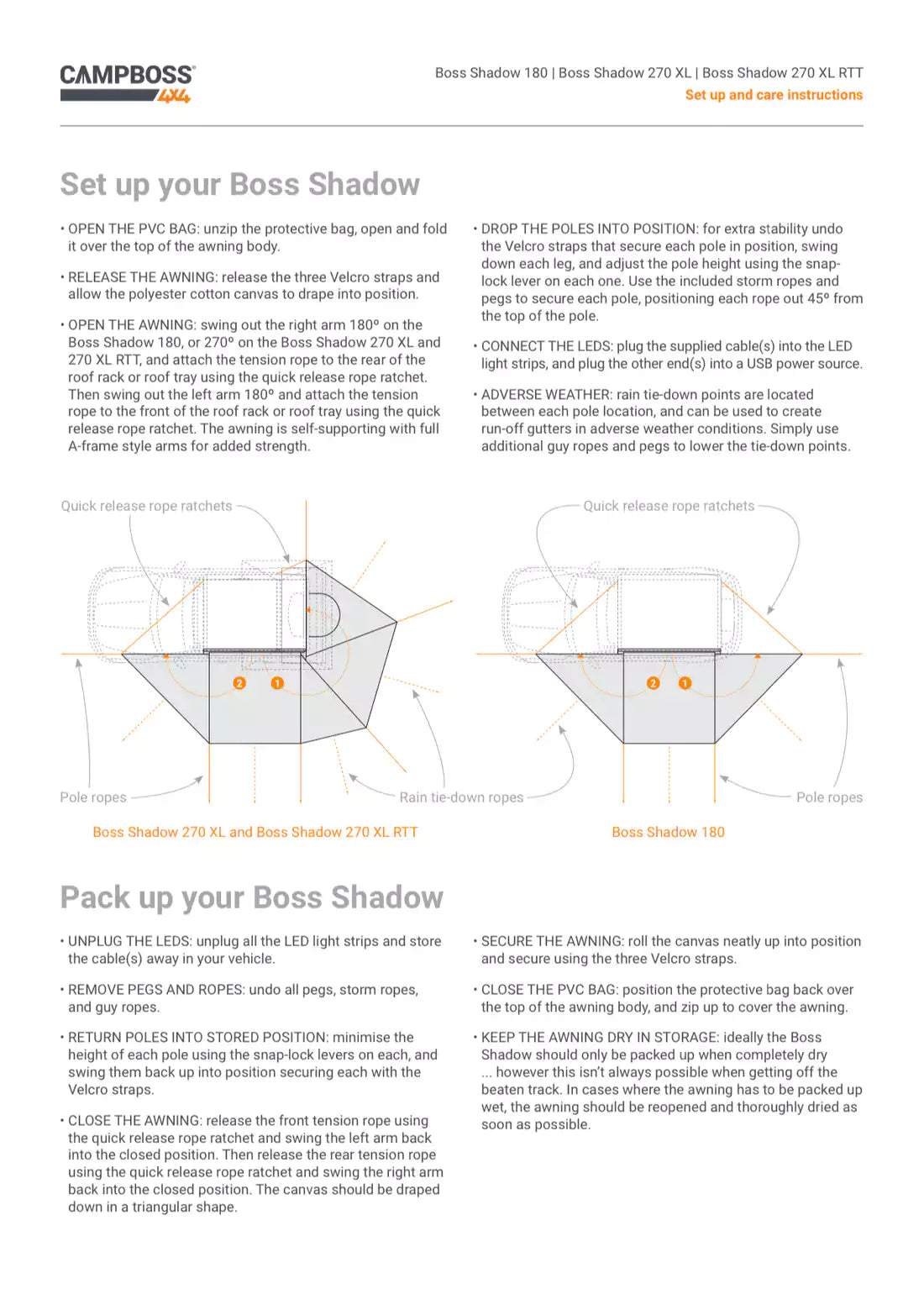 Assembly and unfolding instructions for a Campboss circular Awning