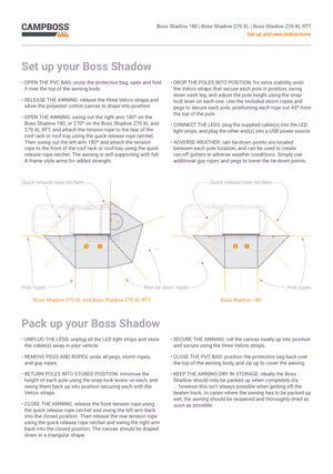 Assembly and unfolding instructions for a Campboss circular Awning