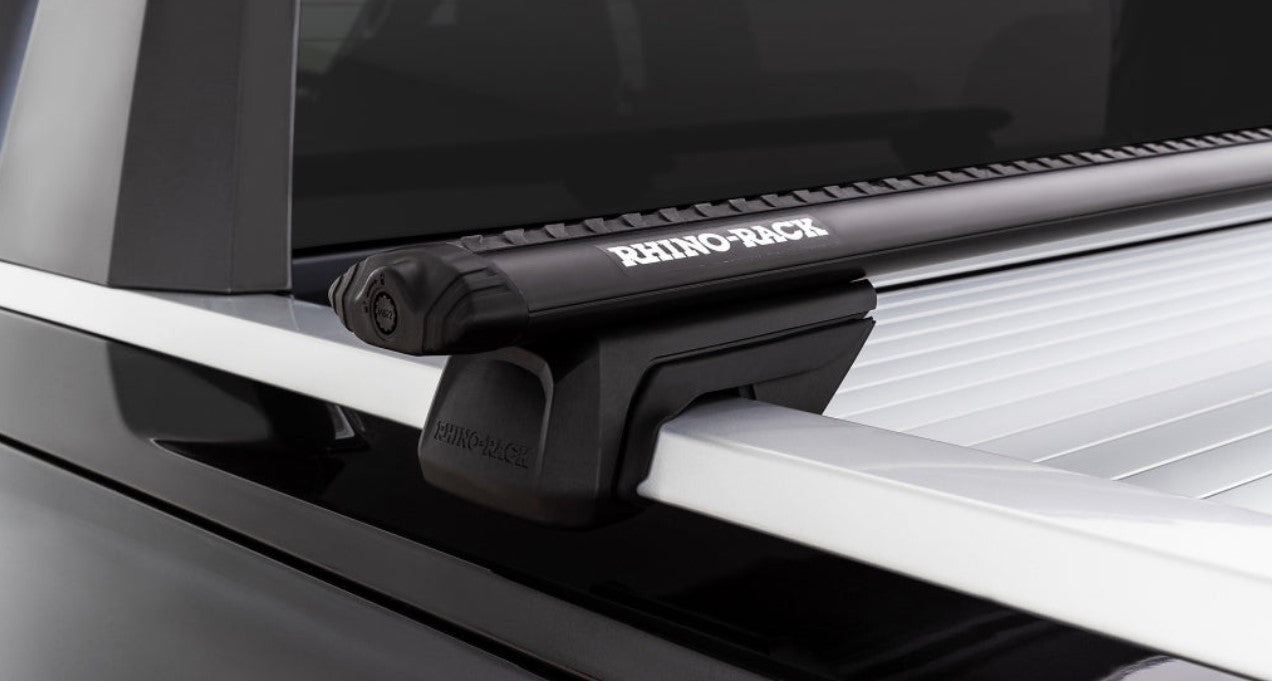 rhinorack black roof bar with clamp on longitudinal bars