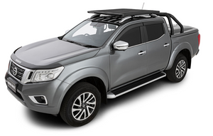 Nissan Navara D23 roof rack on white background with black roof rack