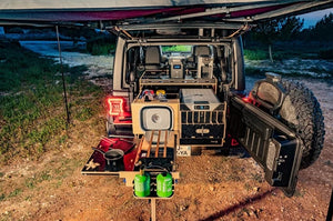 Back of a Jeep JL with everything you need for cooking