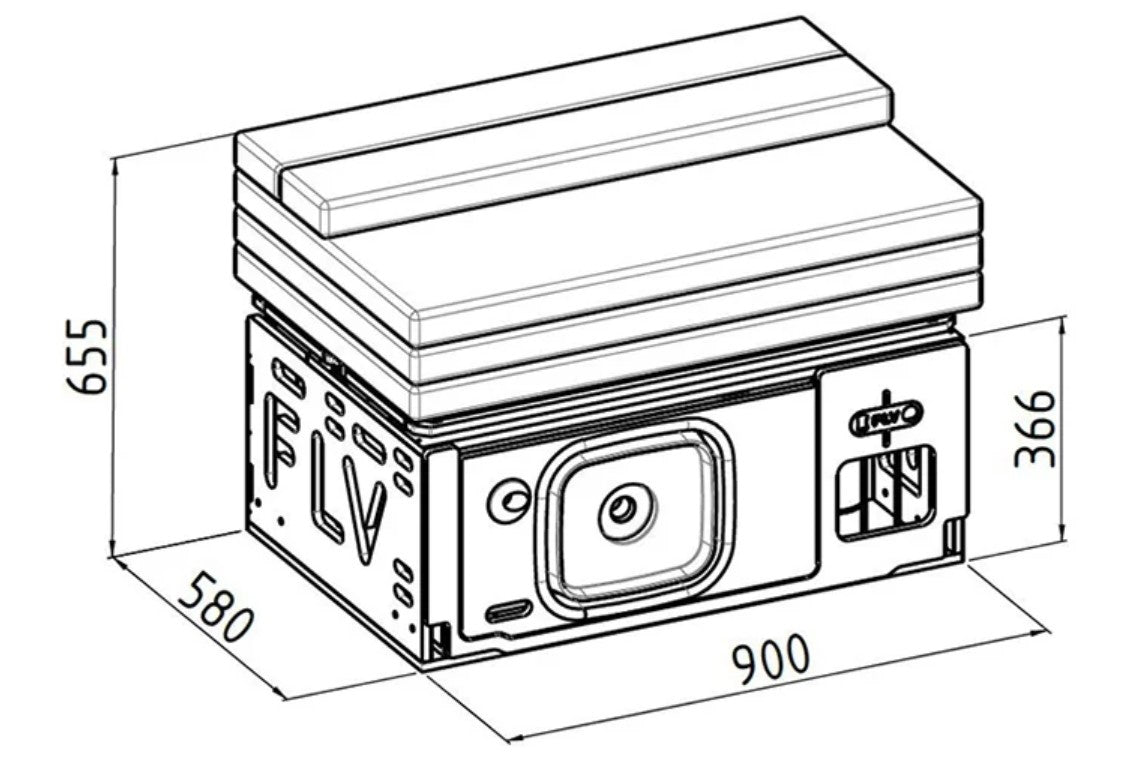 Diagram of an FLV layout with closed dimensions