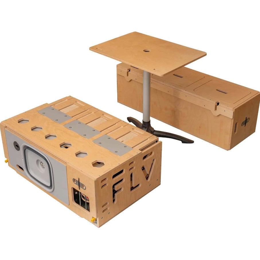 FLV wooden box with table and pedestal