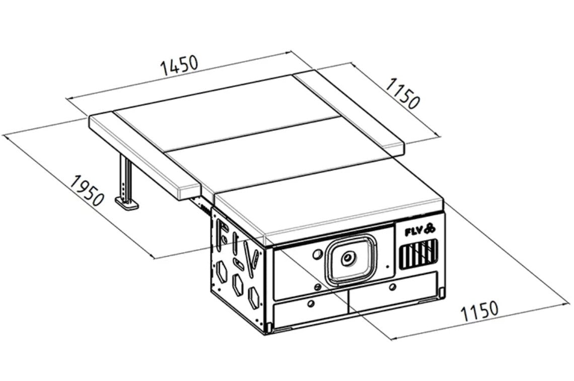 open dimensions on a FLV layout box diagram