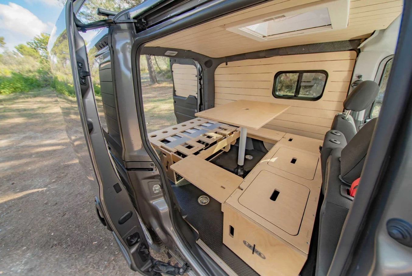 interior of wood-frame vans