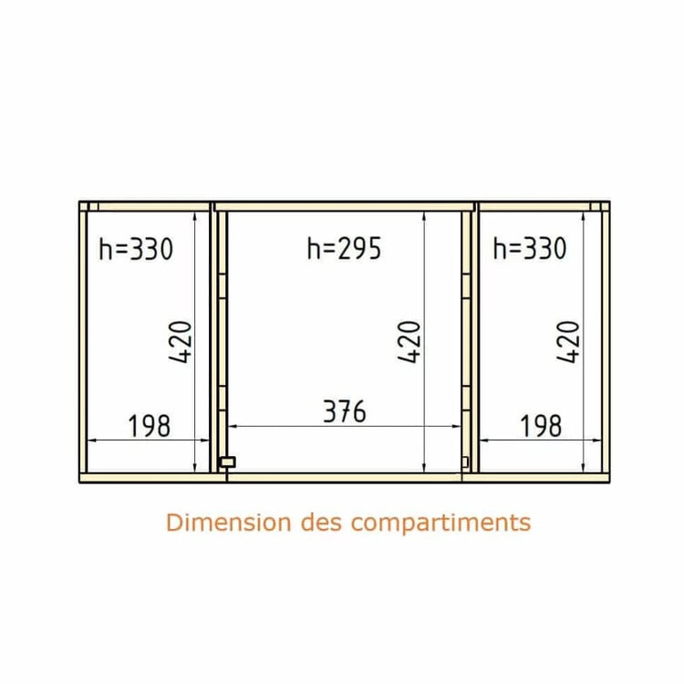 Dimensions of 3 FLV compartments