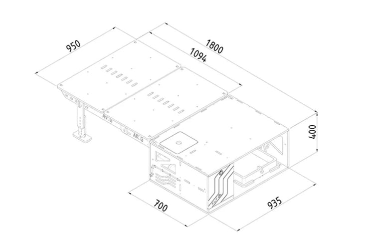 Diagram with unfolded dimensions FLV