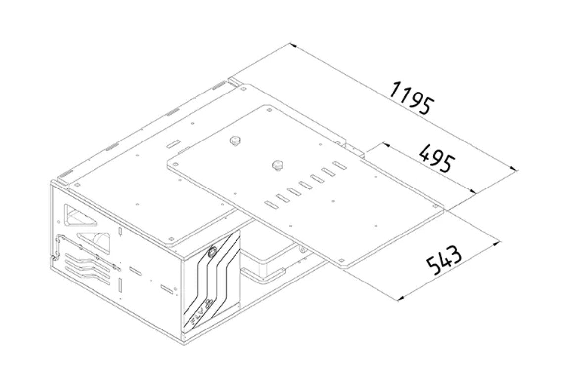 Wooden box diagram with dimensions
