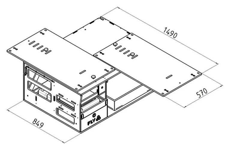 diagram with dimensions of an FLV configuration