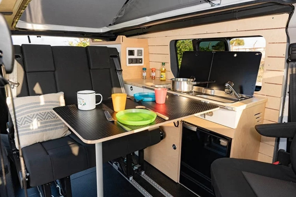 inside a van ready for dinner