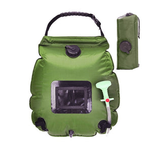 Green solar shower in the form of a backpack