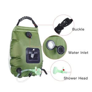 Details of green shower bag features