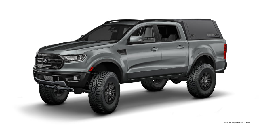 Front View Vehicle Ford Ranger Raptor 2020 Grey with Canopy Hardtop RSI Smartcap Black Adventure