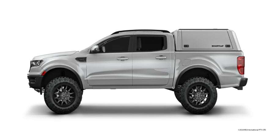 Canopy Hardtop RSI EVO Adventure White on 2019 Ford Ranger Double cab White on white background 