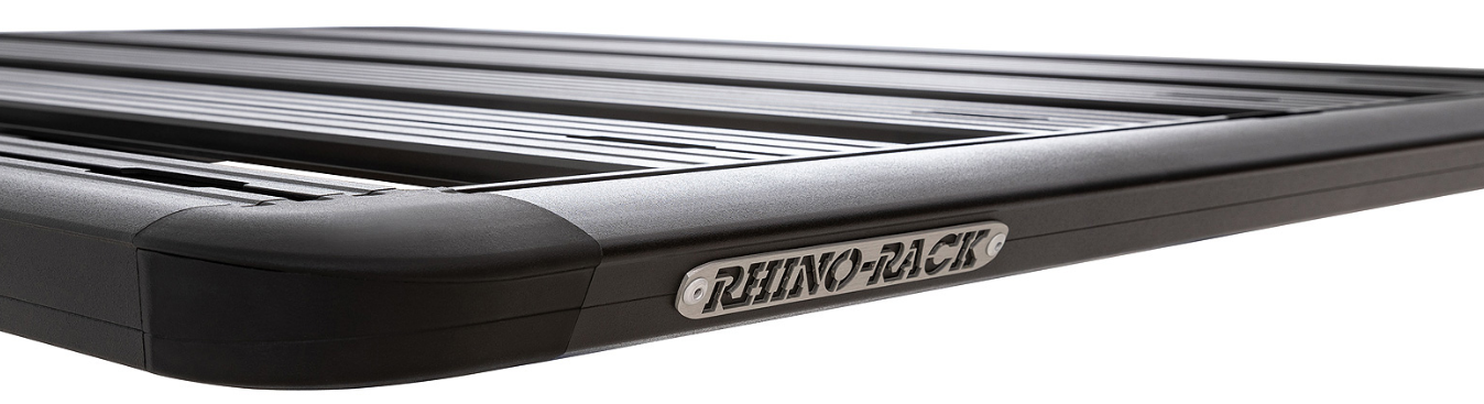 aluminum plate rhinorack on a black roof rack