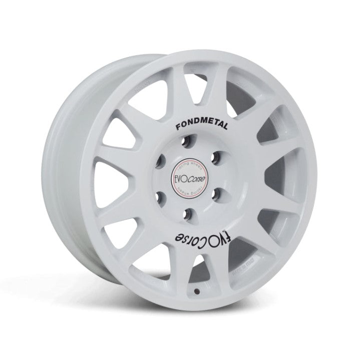 White evo corse aluminium rim with beats presented on a white background