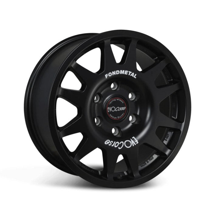 evo corse black rim with dozens of beats on a white background