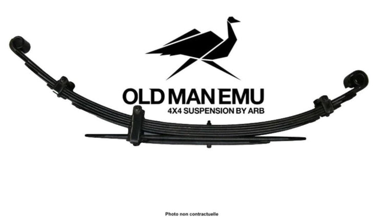 Old Man Emu black suspension blade with bird logo
