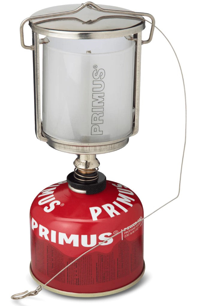 primus duo glass lantern with red gas