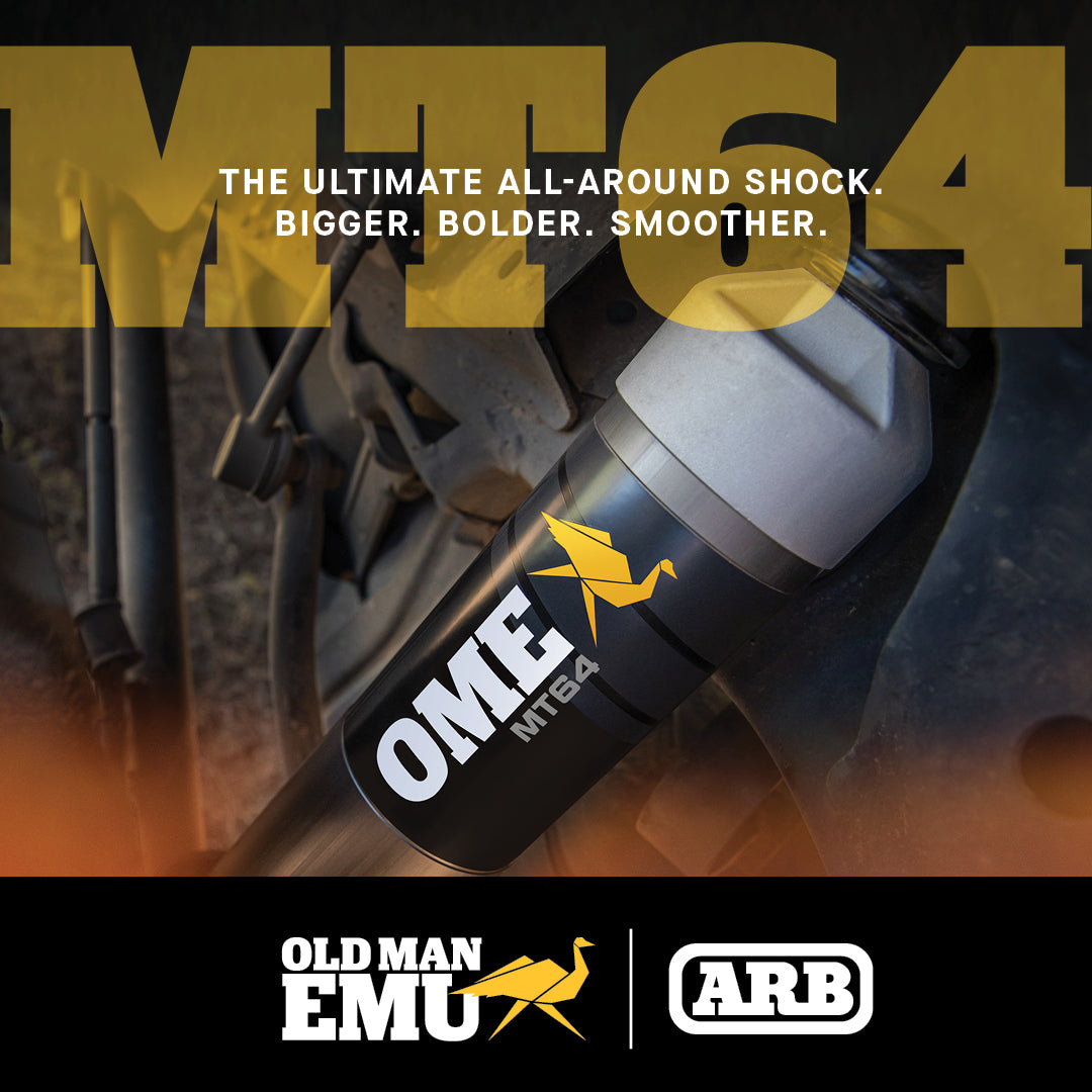 OLD MAN EMU logo and MT64 shock absorber