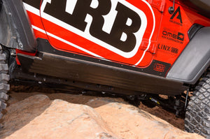 close-up view of an ARB step with the vehicle on rock