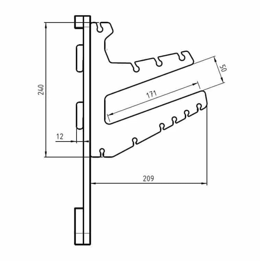 Dimensioned wall hook diagram