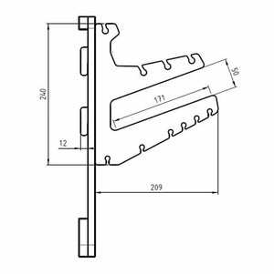 Dimensioned wall hook diagram