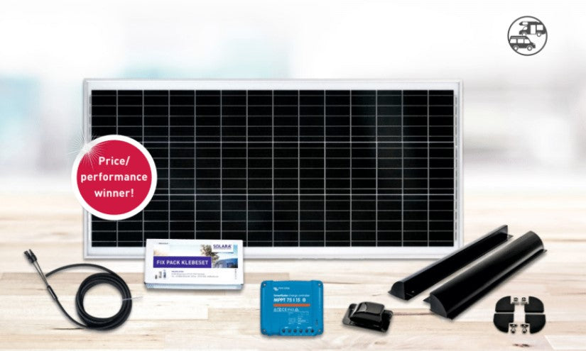 solar panel kit with all installation components in front