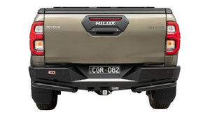 Rear bumper with protective tubes on a Hilux Revo