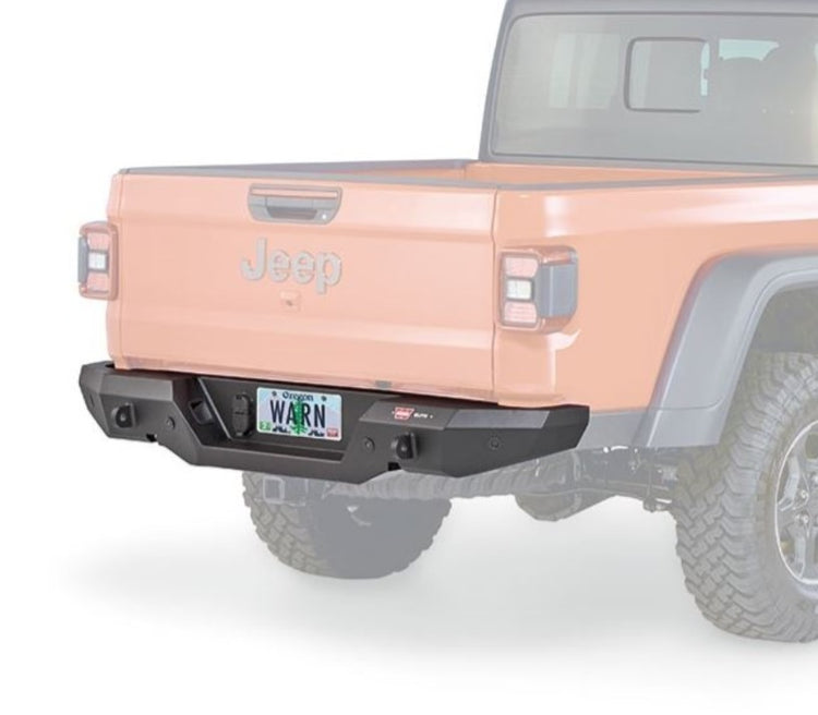 Rear bumper WARN Elite on an orange JT jeep