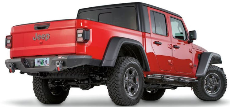 Red Jeep JT with black rear bumper WARN