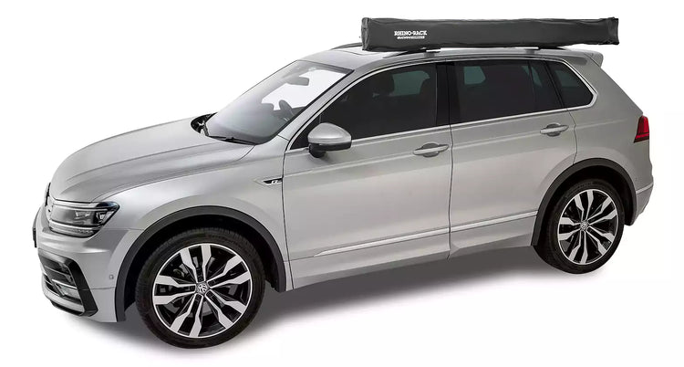 Grey SUV with a Awning Rhinorack  roof-mounted summer model