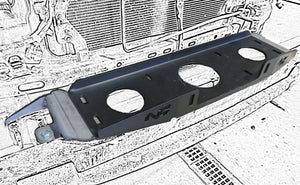 drawing of the front of a vehicle with a black N4 offroad winch plate