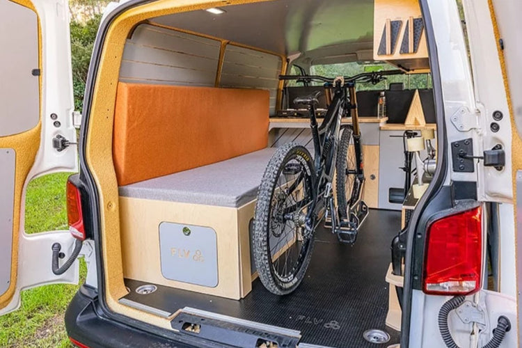 Interior van with bicycle