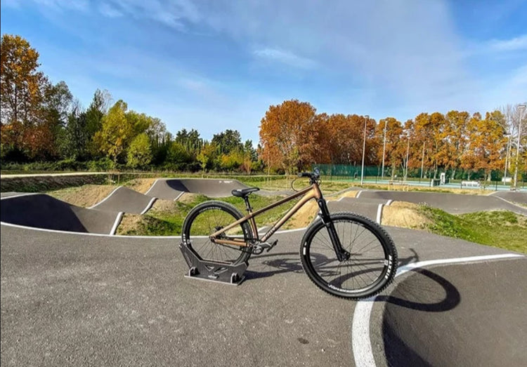 Skate park with a brown bike