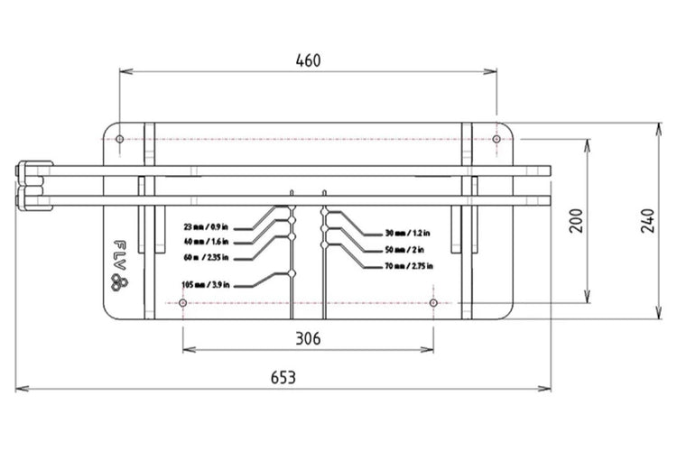 dimensioned drawing of a Bike Rack