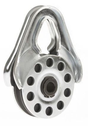 Grey rope pulley for steel and synthetic ropes