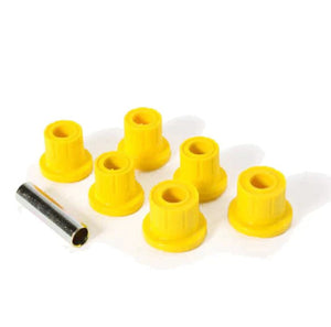 6 yellow silent blocks and a circular metal axle