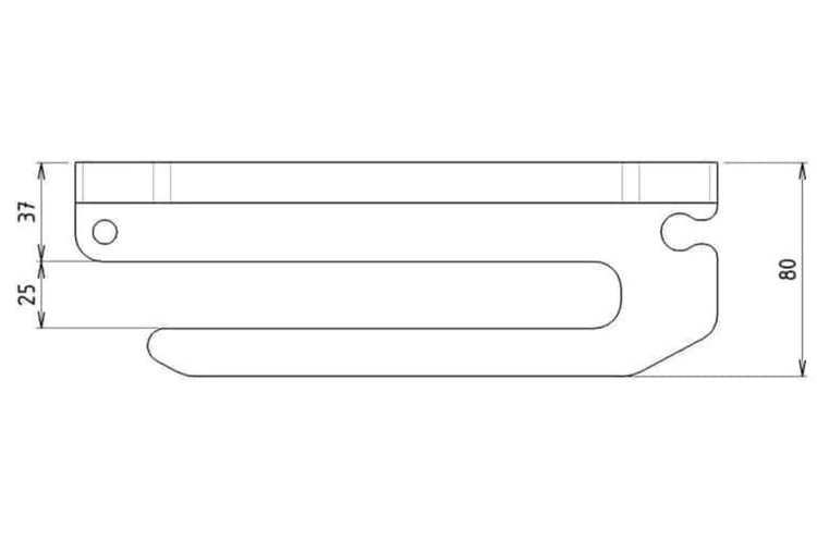 lateral diagram of a wall hook