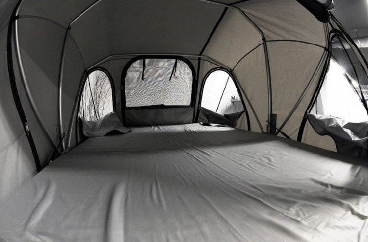 inside the james baroud grey roof tent
