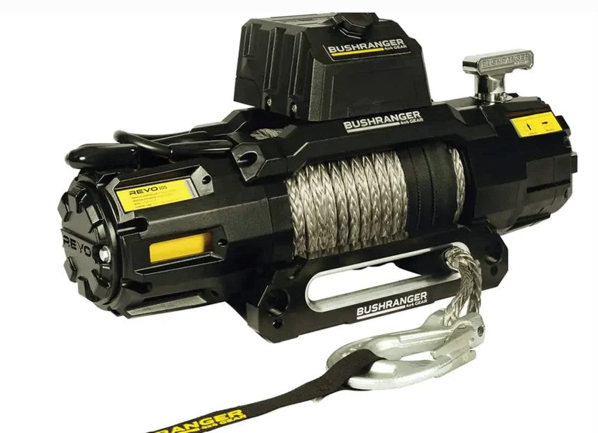 Bushranger winch synthetic rope black and yellow for winching