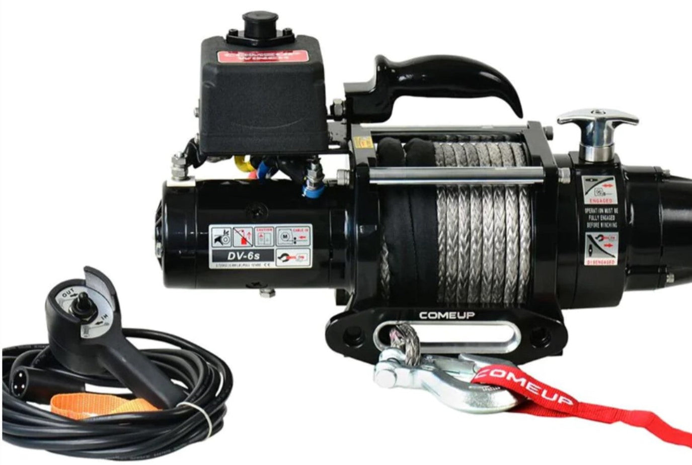 Come up synthetic rope winch with wired remote control