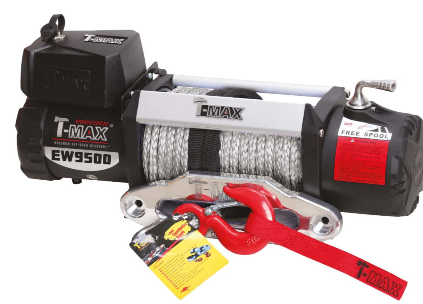 T-Max x power 9500 synthetic rope winch for 4x4s