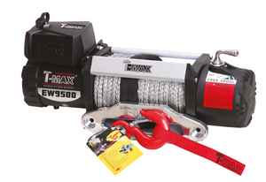 t-max winch synthetic rope with red hook shown on white background